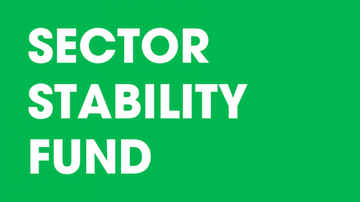 White text on a green background that reads, "Sector Stability Fund"