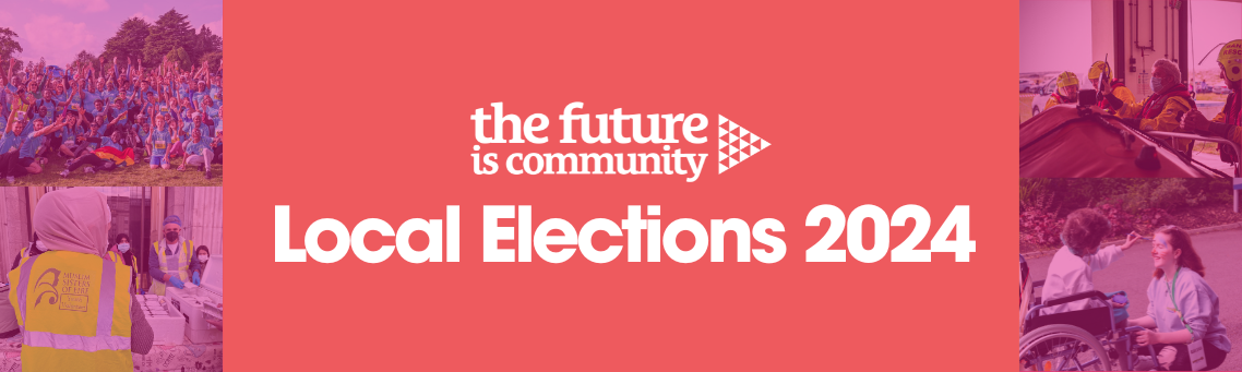 Text: The Future is Community, Local Elections 2024