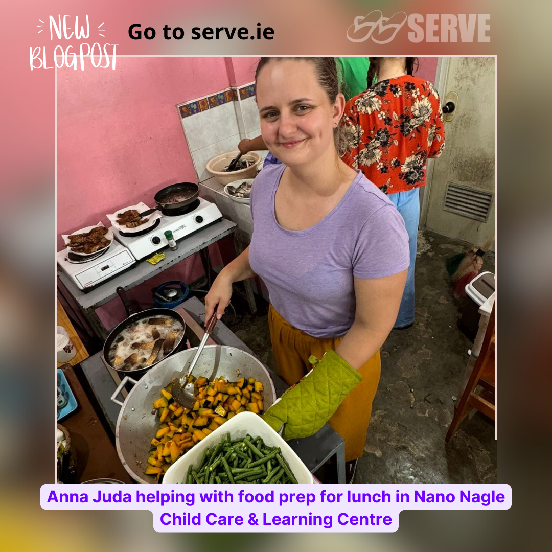 SERVE volunteer helping with community cooking