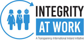 Integrity at Work logo blue, white and black 