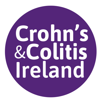 purple circle with text inside in white saying Crohn's & Colitis Ireland