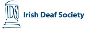 Its a Landscape logo in blue, the colour represent the Deaf community. . It is a IDS icon with Irish Deaf Society written beside it 