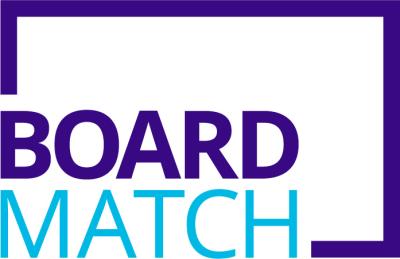 Two words Board and Match surrounded by a purple two sided square