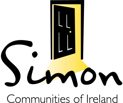 Simon Communities of Ireland's logo - a black door opening with yellow light shining through