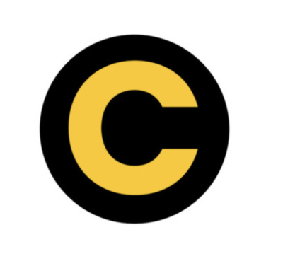 Logo: Large letter C in a black circle