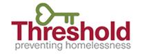 Threshold's logo is "Threshold", representing the organisation's name and the concept of a "threshold" to housing. The logo itself features the word "Threshold" alongside imagery suggesting stability and support