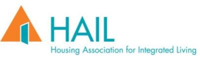 HAIL Orange triangle Blue stripe Housing Association for Integrated Living