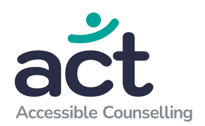 ACT logo is open arms and the words act - accessible counselling