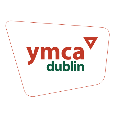 YMCA Dublin Logo, YMCA in red print, Dublin in green print. 