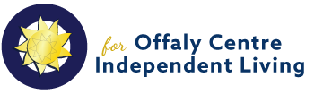 “Logo featuring a yellow sunburst star emblem beside the text ‘for Offaly Centre for Independent Living’.”