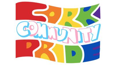 Cork Community Pride logo in rainbow colours