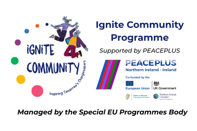 Ignite Community Logo with information on funders - Peace Plus SEUPB