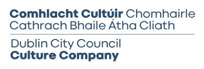 The logo for Dublin City Council Culture Company in blue on white