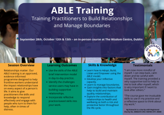 Ag Eisteacht opens bookings for ABLE brief intervention training in Dublin