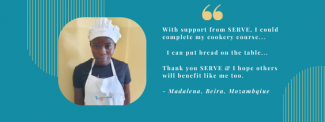Message from Madalena living in Mozambique who recieved a SERVE Scholarship with support from donations of supporters.