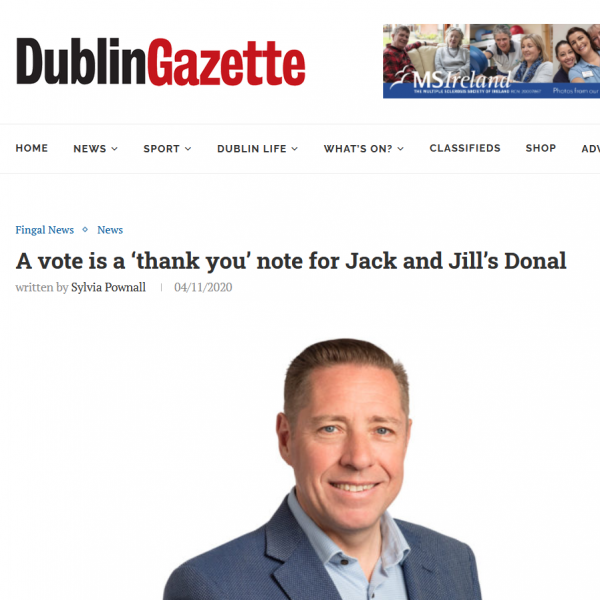 Donal Kavanagh, Trustee of the Year at the Charity Impact Awards 2020, in the Dublin Gazette