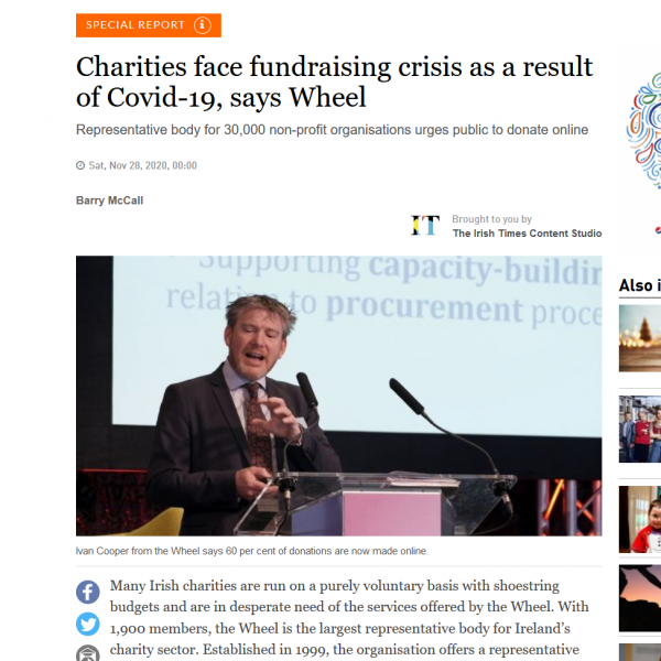 An image of The Wheel's Director of Public Policy, Ivan Cooper, on the Irish Times website.