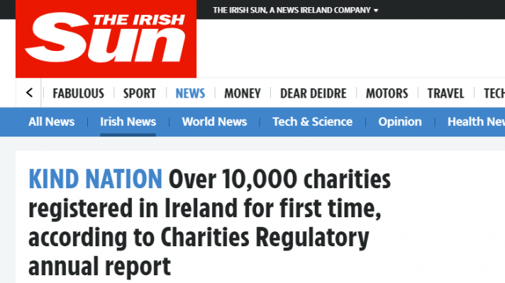Headline from The Irish Sun.