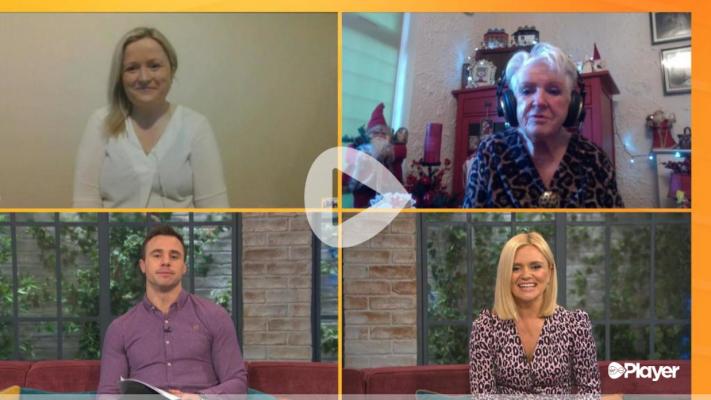 A screenshot of the interviewees and the hosts on a video call.