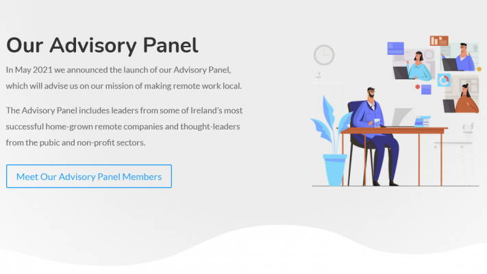 "Our Advisory Panel": A screenshot from the Grow Remote website featuring an illustration of people working at laptops.