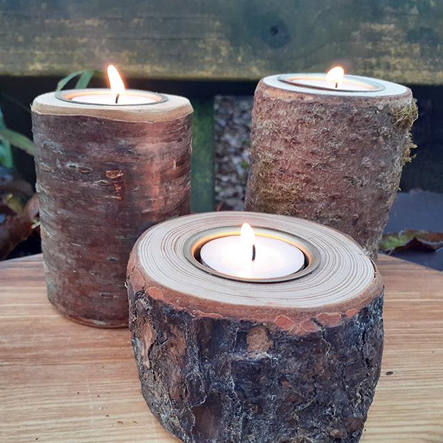 Wooden candle holders from COPE Galway