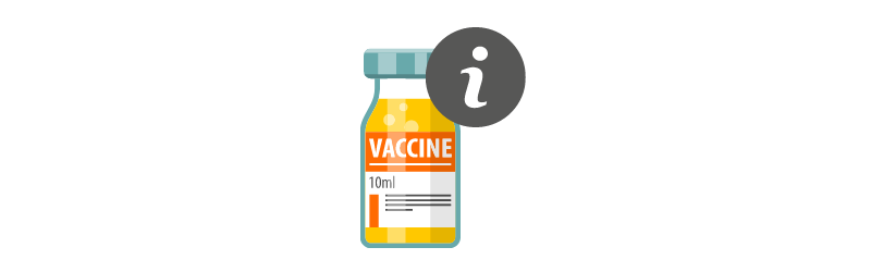 An image of a vaccine bottle with an "i" in a circle next to it.