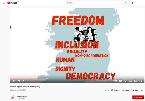 A screenshot of the Access Europe YouTube channel.