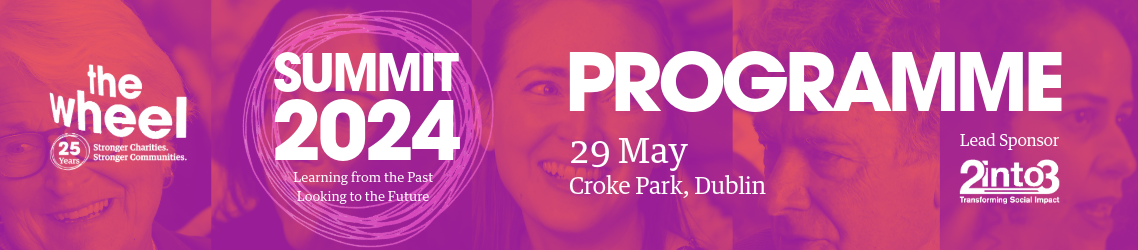 A Banner advertising the programme for The Wheel's Summit 2024 in Croke Park on 29 May