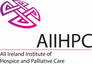 Logo of the All Ireland Institute of Hospice and Palliative Care with a purple abstract Celtic knot design above the acronym AIIHPC and the full name written below in black text.