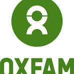 Oxfam logo featuring a green circle with a white stylised figure above the word OXFAM in green text.