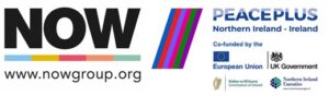 Logos for the NOW Group and PEACE PLUS programme, including co-funding information from the European Union, UK Government, Government of Ireland, and Northern Ireland Executive.