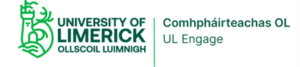 Logo for the University of Limerick and its UL Engage initiative, featuring the university emblem and text in both English and Irish.